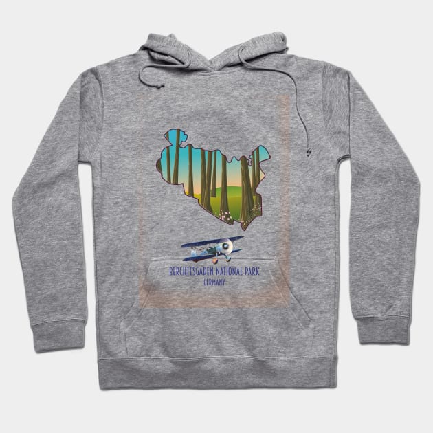 Berchtesgaden national park Germany map Hoodie by nickemporium1